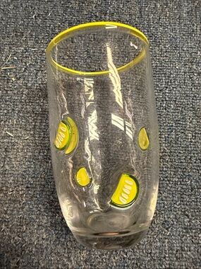 Clear Glass Tumbler with Lime Accent and Yellow Rim